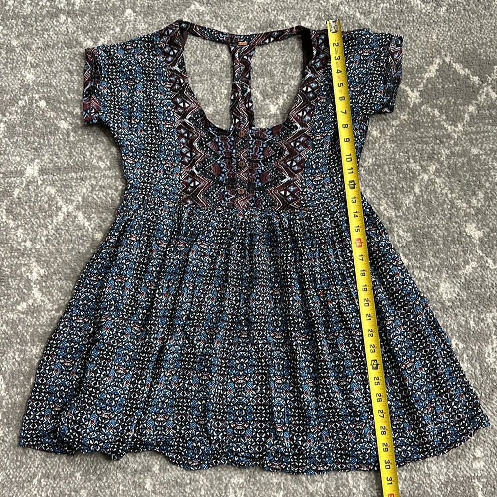 Free People Sundoen Babydoll Dress In Blue EUC - Picture 6 of 11